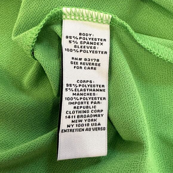 Carmen Womens Blouse Large Green Sheer Puff Sleeve Mixed Media Stretch Knit Top‎ - Picture 8 of 10